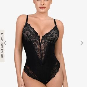 Popilush Chic Black Lace Shapewear Bodysuit